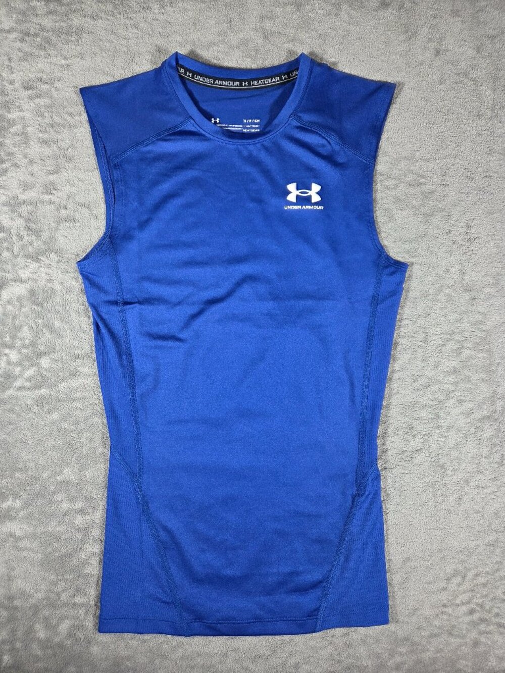 NWT Under Armour Men's HeatGear Compression Sleeveless Blue Shirt Size S